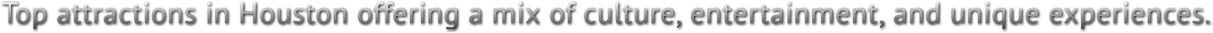 Top attractions in Houston offering a mix of culture, entertainment, and unique experiences. Top attractions in Houston offering a mix of culture, entertainment, and unique experiences.